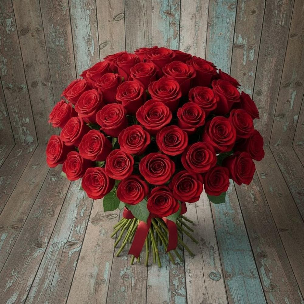 Букет 55 Красных роз Фридом в Дубранивке