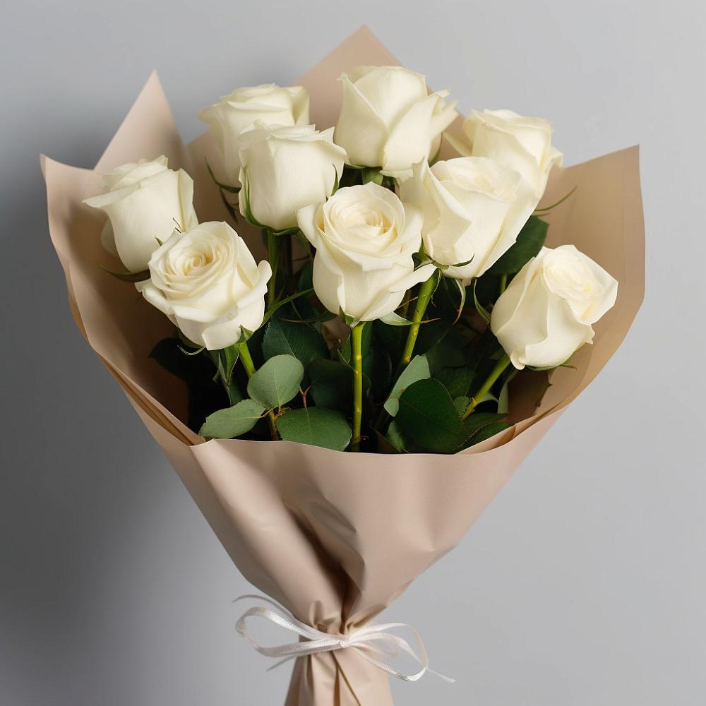 Букет 9 Белых роз Эдлесс Лав в Дубранивке