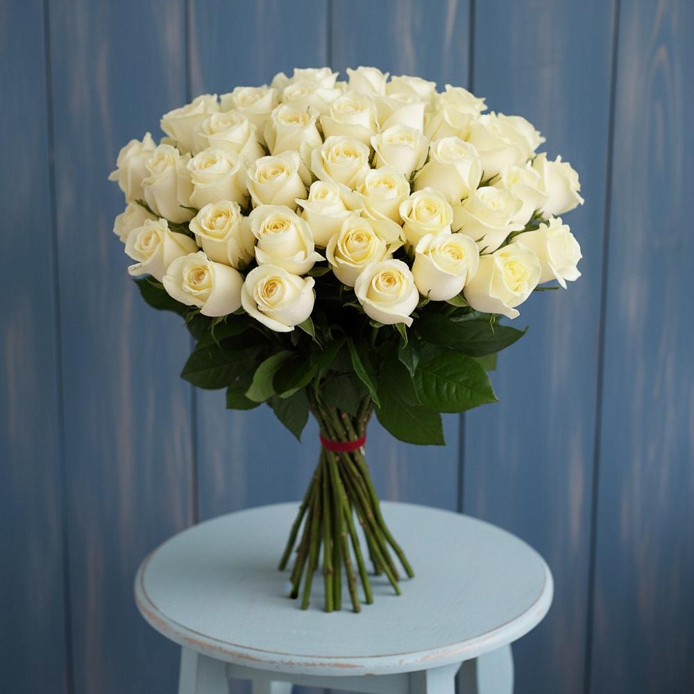 Букет 51 Белая роза Эдлесс Лав в Дубранивке