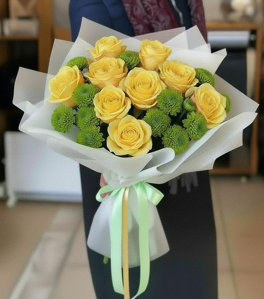 Букет цветов из: Хризантемы и Розы в Дубранивке