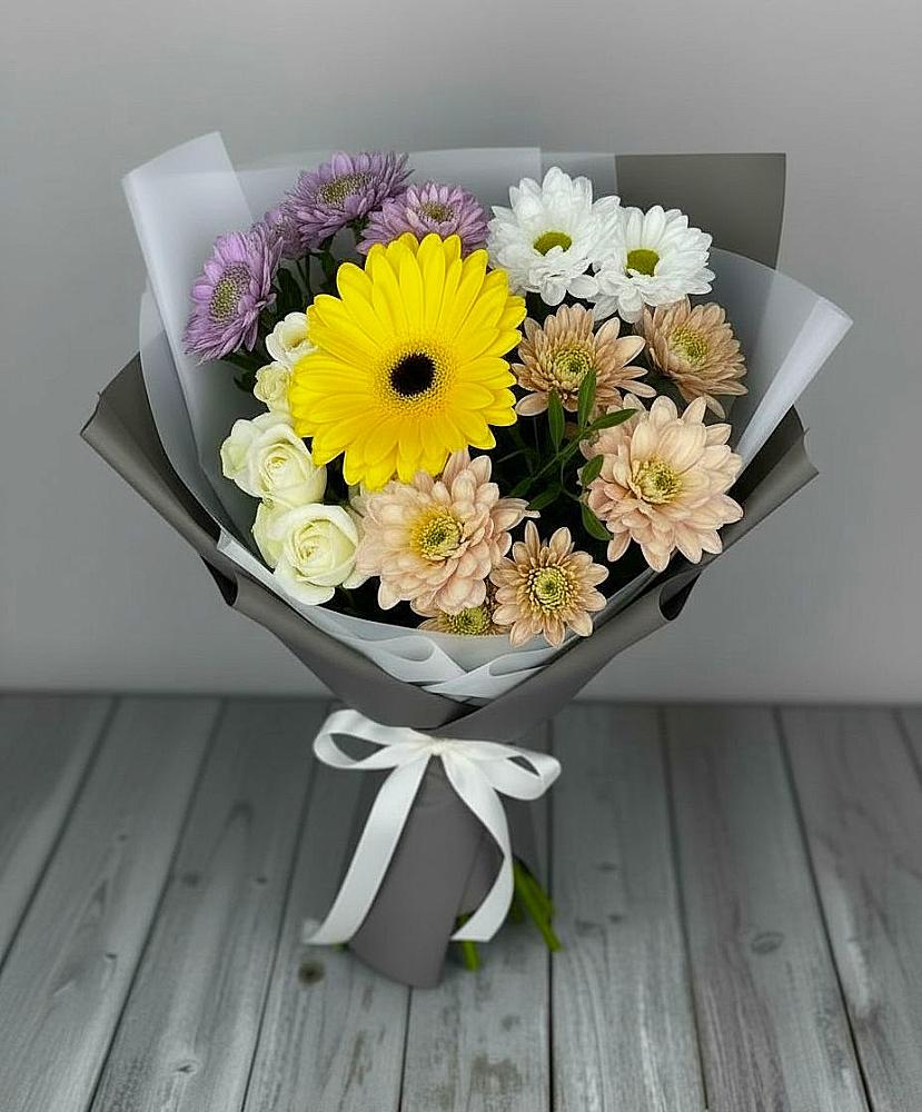 Букет цветов из: Розы, Герберы и Хризантемы в Дубранивке