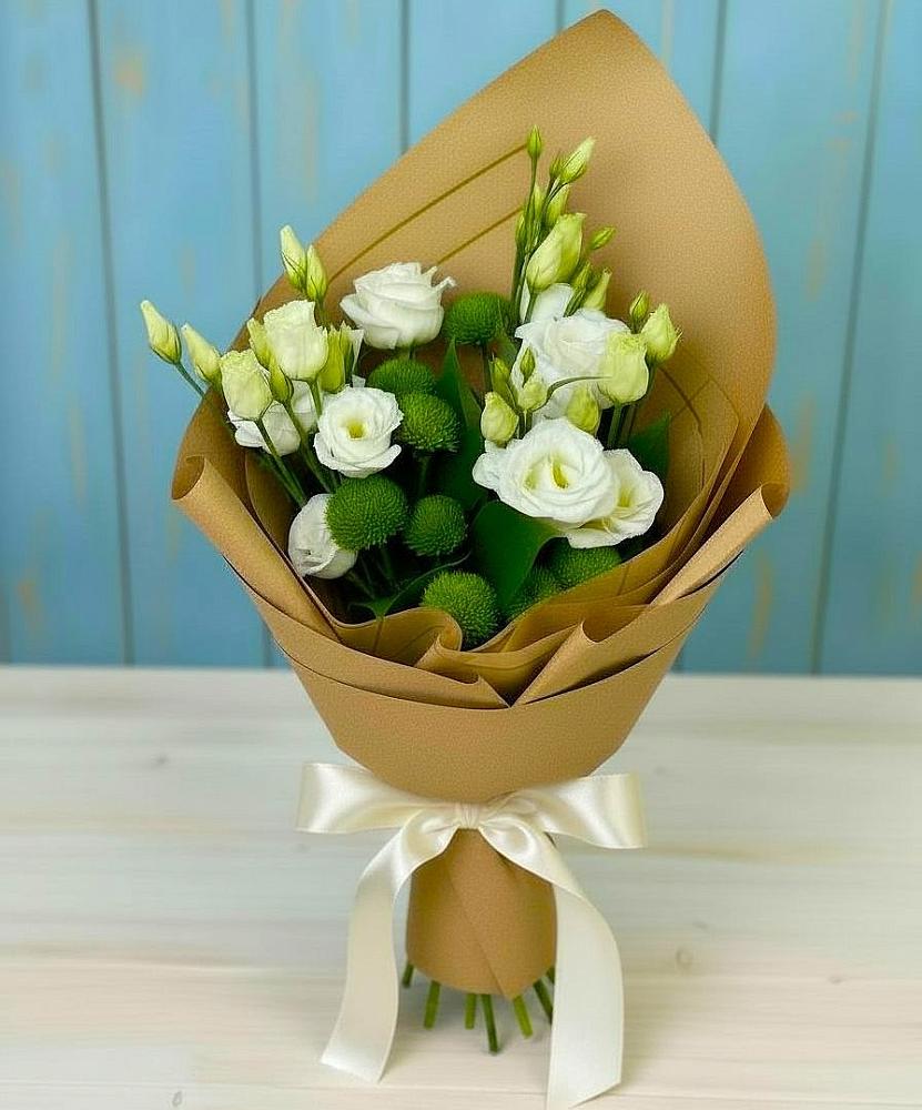 Букет цветов из: Хризантемы и Лизиантусы в Дубранивке