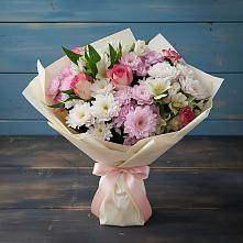 Букет цветов из:  Хризантемы, Альстромерии и Розы в Дубранивке