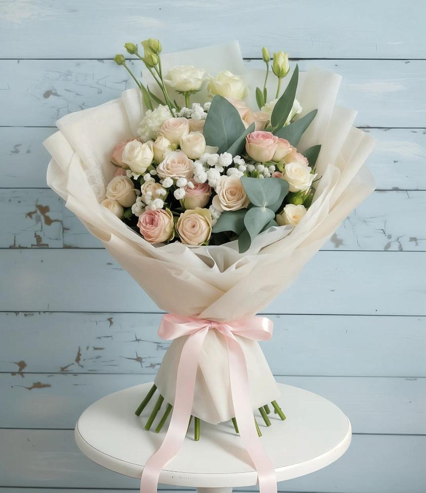 Букет цветов из: Розы и Лизиантусы в Дубранивке