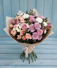 Букет цветов из:  Хризантемы, Розы и Альстромерии #REPLACE_PRED# Дубранивке