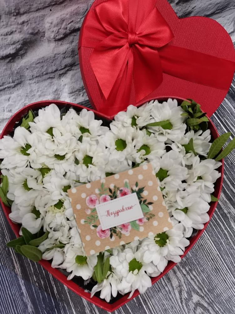 Цветочная композиция из Хризантемы в виде сердца в Дубранивке