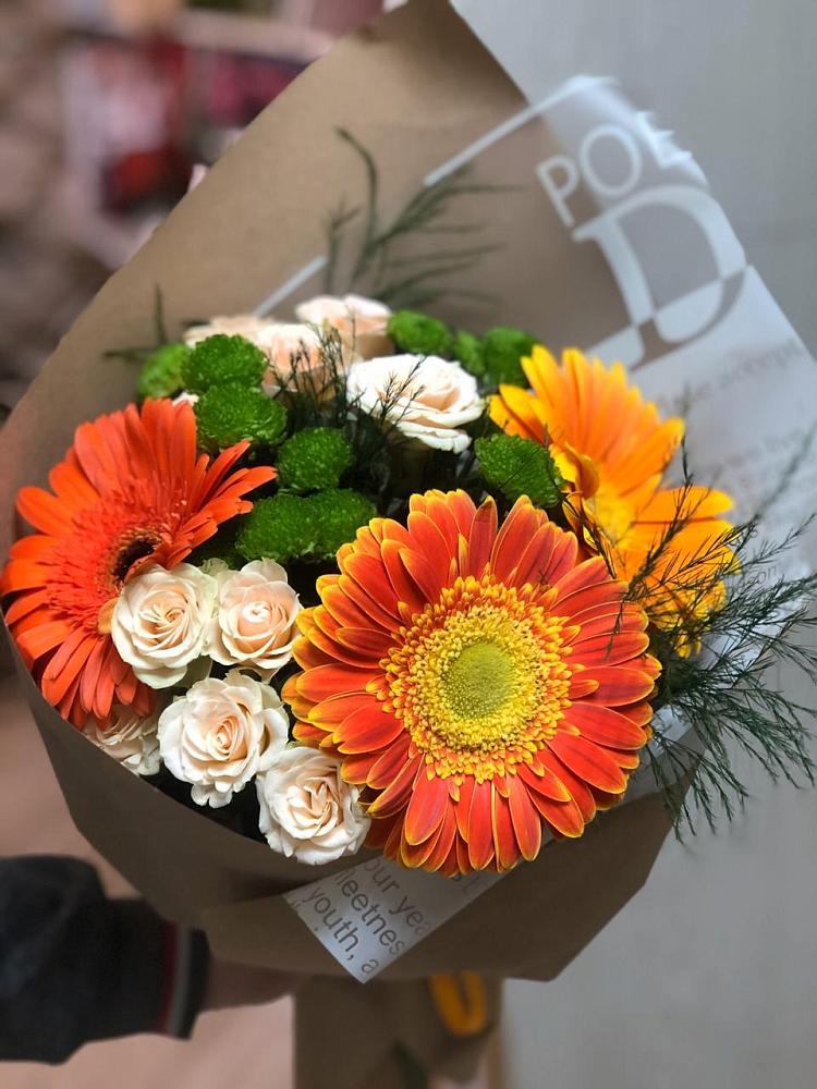 Букет цветов из: Герберы, Хризантемы и Розы в Дубранивке