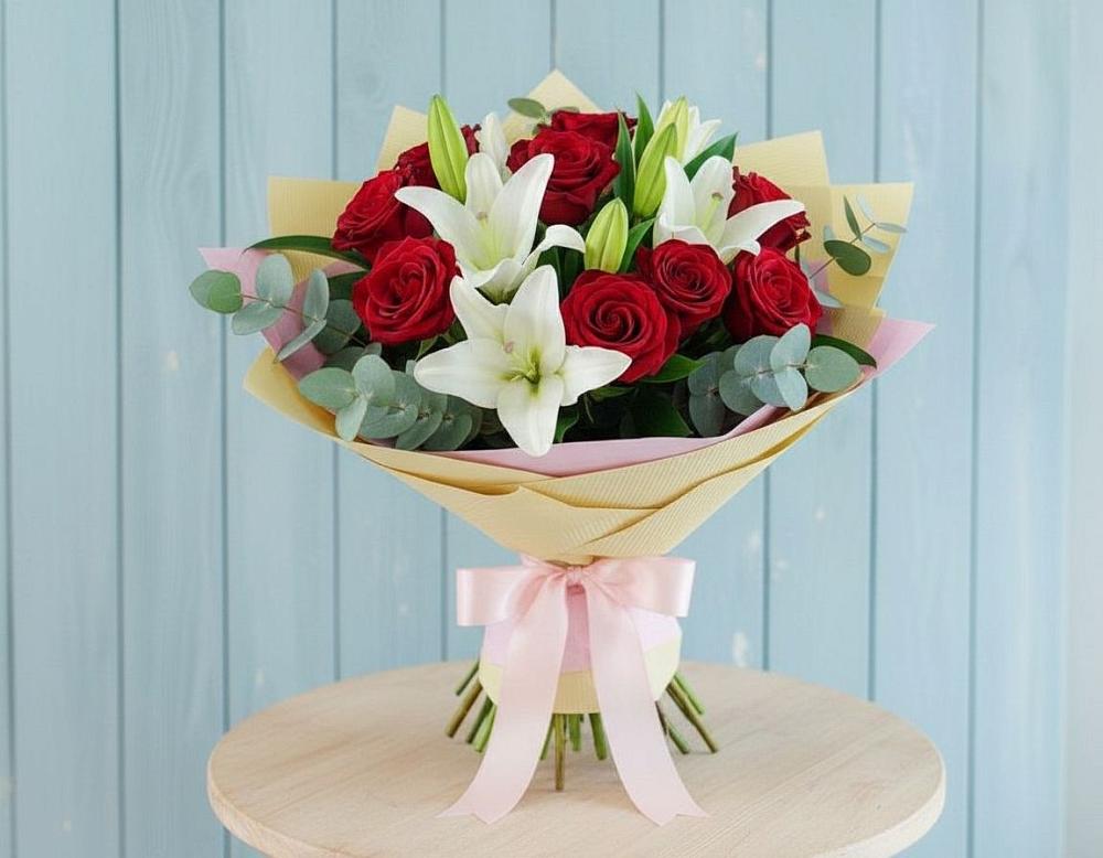 Букет цветов из: Лилии и Розы в Дубранивке